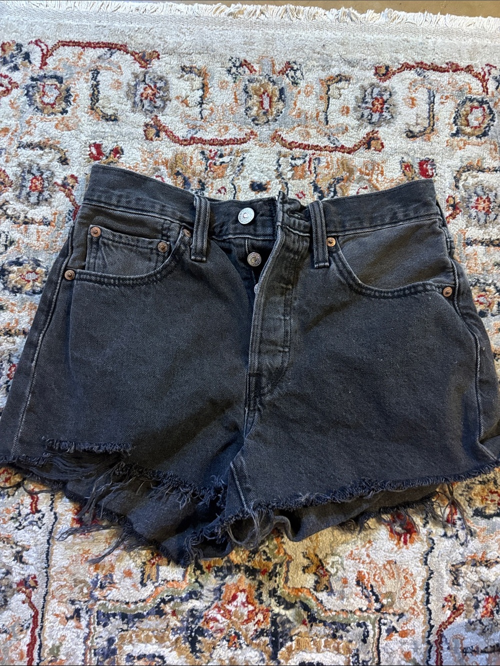 Levi's Black Distressed Cutoff Jean Shorts
